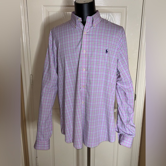 Ralph Lauren Shirt Mens XXL Pink Slim Fit Button Up Performance Pony - Picture 2 of 9